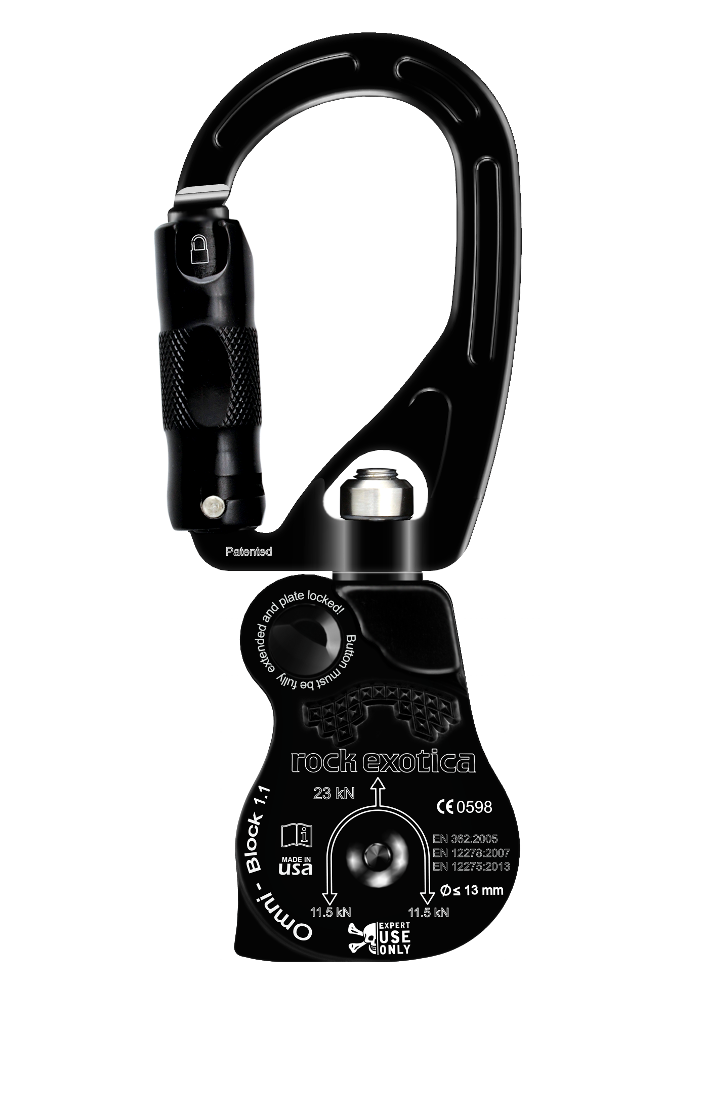【rocko】 rockO Screw-Lock Carabiner Black