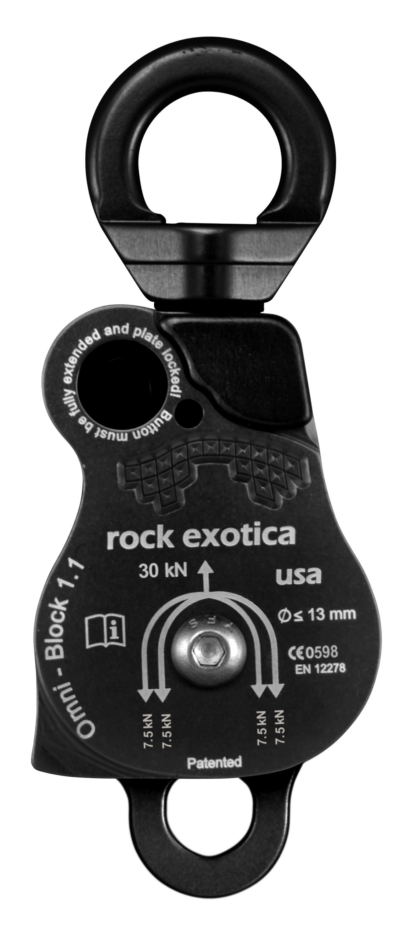 Rock Exotica Omni-Block Swivel Pulley - Double Sheave For Climbing & Rescue
